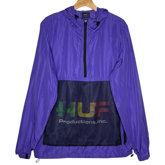 HUF Productions Inc Purple Pullover Anorak Windbreaker Jacket Men’s Sz L - Picture 1 of 5